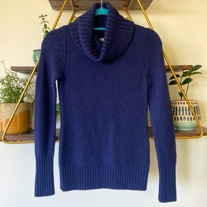 Navy wool-blend turtleneck sweater